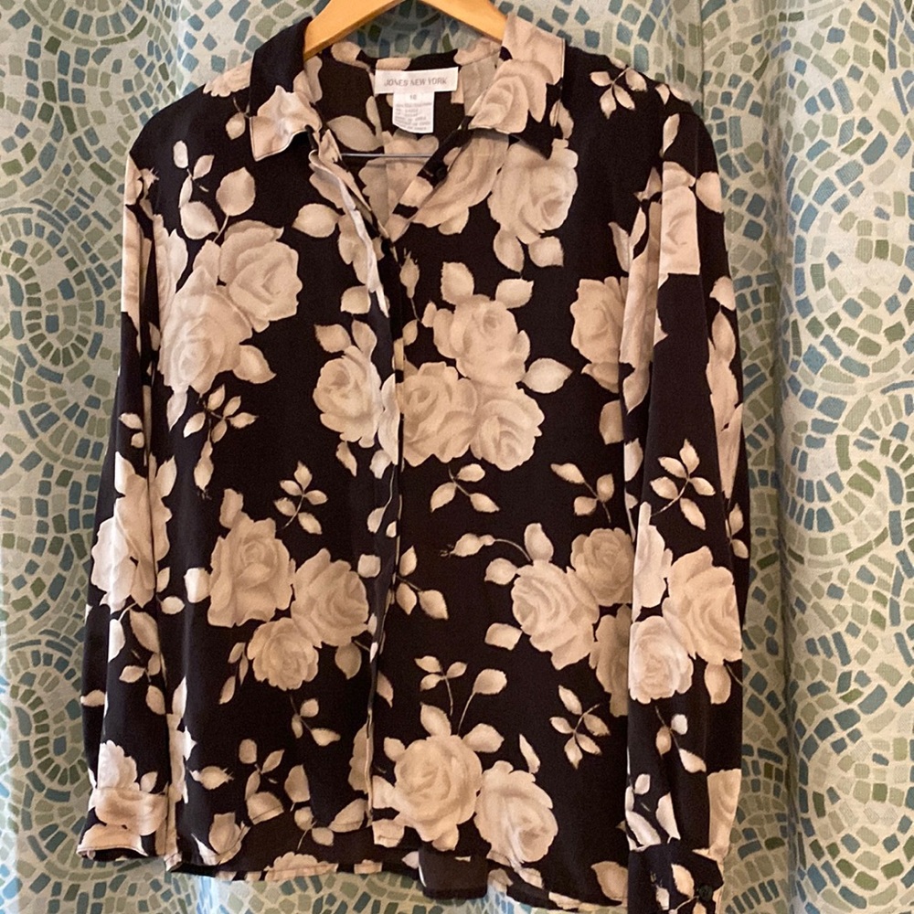 Jones New York Silk Rose Blouse 16